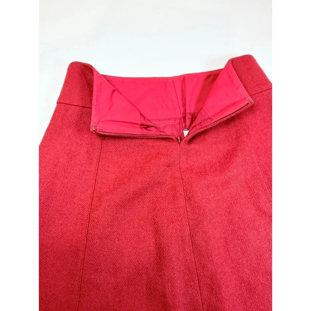 J.Crew Mini Skirt‎ Womens 6 Red Lambswool A-Line Seamed Lined Solid